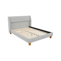 MUEBLES MACRUMO - Cama tapizada Soria - King Gris claro