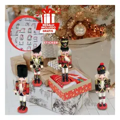 GENERICO - Set de Cascanuez Cilindrico Rojo Y+Regalo Stickers