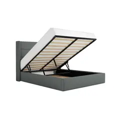 MUEBLES MACRUMO - Cama tapizada Aile - 15plz Gris oscuro