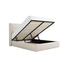 MUEBLES MACRUMO - Cama tapizada Aile - Queen Beige claro