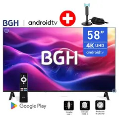 BGH - Televisor 58 UHD 4K Android TV B5824UK6AIP Modelo 2025+ ANTENA