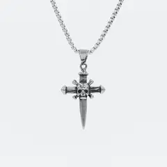 GENERICO - Collar Espada Skull acero inoxidable 60cm
