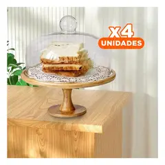 GENERICO - Pack4 Base de Cupcake con Cupula de 24cm Y+Regalo Stickers