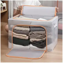 GENERICO - Caja Organizadora de Ropa Plegable Impermeable y Transparente 66L - Naranja
