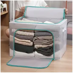 GENERICO - Caja Organizadora de Ropa Plegable Impermeable y Transparente 66L - Turquesa