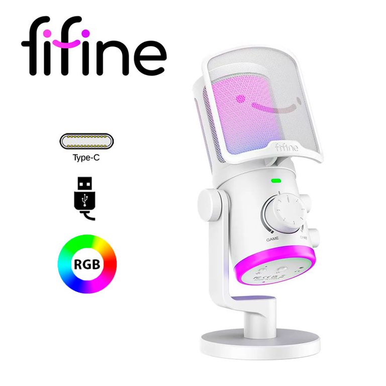 Micrófono AM6 White Condensador RGB