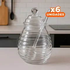 GENERICO - Pack6 Envase Mielero con Tapa 450ml Y+Regalo Stickers