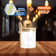 ANIMALIA - Pack12 Recipiente de Vidrio con Tapa Y+Papel de Regalo