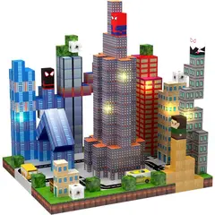 MAGNETI BLOCK - Set Bloques Cubo magnéticos Mundo Spiderman 150 Piezas Luces