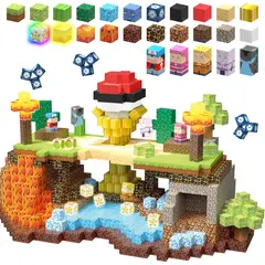 MAGNETI BLOCK - Set Bloques magneticos Mundo Pokemon 200 PIEZAS con Luces