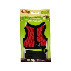 LIVING WORLD - Arnés y correa para pequeña mascotas  Rojo M
