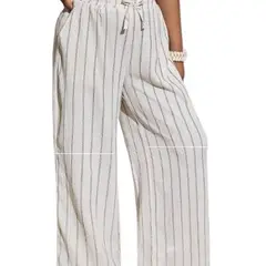 GENERICO - Pantalones anchos de pierna con estampado de rayas