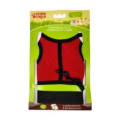 LIVING WORLD - Arnés y correa para pequeña mascotas - Rojo - Talla L