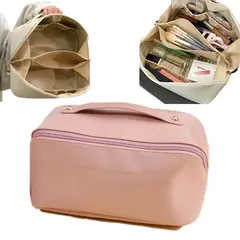 GENERICO - Cosmetiquera neceser de maquillaje con compartimientos rosa