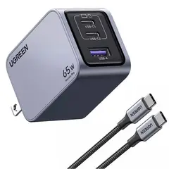 UGREEN - Cargador Nexode Pro 3 Puertos GaN 65W Carga Rápida