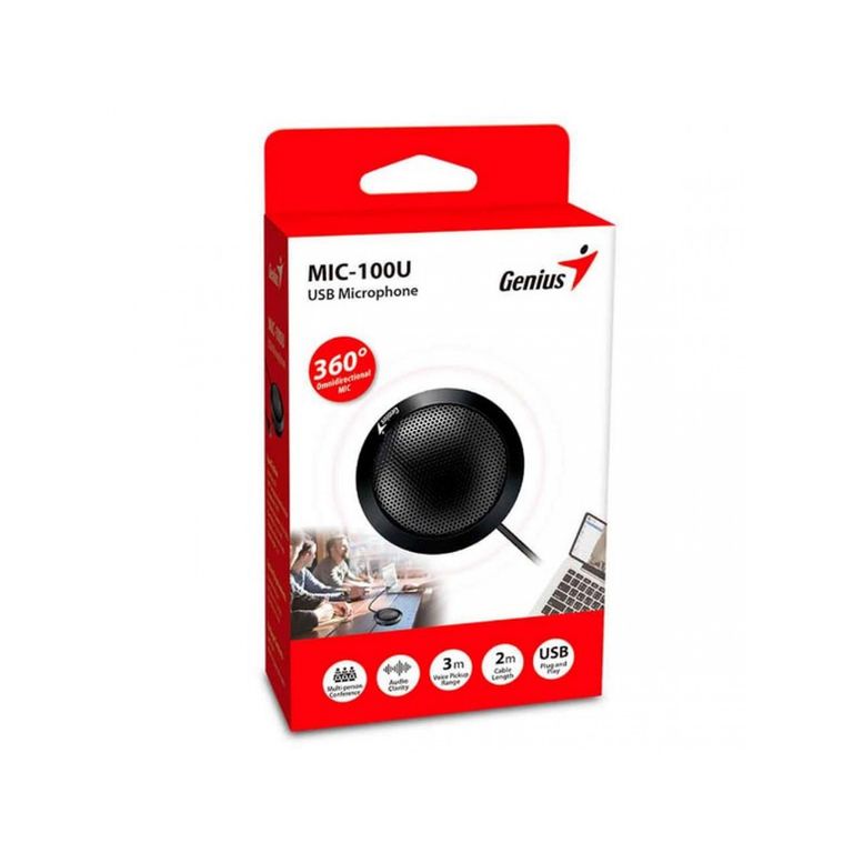 Micrófono Usb Mic-100U Para Videoconferencias, Color Negro, Sonido Crystal Clear