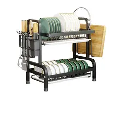 GENERICO - Estante de Almacenamiento Metálico para Cocina - Porta Platos de Doble Capa​