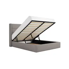 MUEBLES MACRUMO - Cama tapizada Aile - Queen Beige oscuro