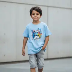 LE PETIT COMPANY - Polo Niño Game Time - Celeste 100% algodón