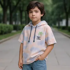 LE PETIT COMPANY - Polo Niño Tie Dye - Coral 100% algodón