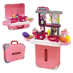 GENERICO - Juguete Convertible 3 en 1 Maletín Estacion de Cocina Rosa