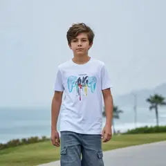 LE PETIT COMPANY - Polo Niño Gamer Blanco 100% Algodón