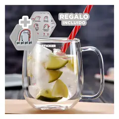 RYBIU IMPORT - Taza Elegante con Doble Capa para Cafe Y+Regalo Stickers