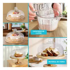 ANIMALIA - Taza Medidora de Vidrio de Reposteria de 1L Transparente