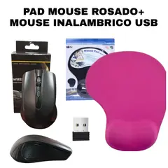 GENERICO - PAD MOUSE ROSADO+ MOUSE INALAMBRICO USB