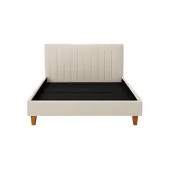 MUEBLES MACRUMO - Cama tapizada Vanesa - Queen Beige claro