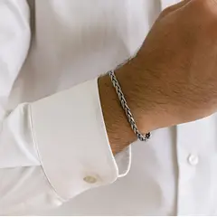 JOYERIA D'PILMER - PULSERA TRENZA DE PLATA QUEMADA PLATA 950