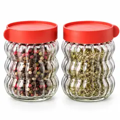 INSPIRA MARKET - Set x2 Frascos de Vidrio para Especias y Condimentos con Tapa 12.5 x 8.5 cm