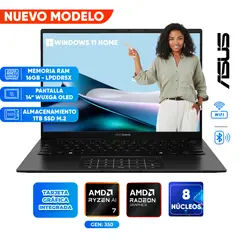 ASUS - Laptop Zenbook 14, AMD RYZEN AI 7 350, 16GB LPDDR5x, 1TB SSD, 14 PULG WUXGA OLED
