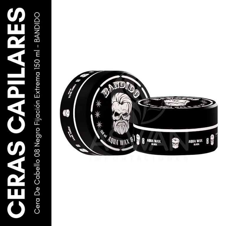 Cera De Cabello 08 Negro Fijación Extrema 150 ml - BANDIDO