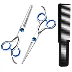 GENERICO - Set de Tijeras Corte y Pulidora con Peine Peluqueria Uso Domestico