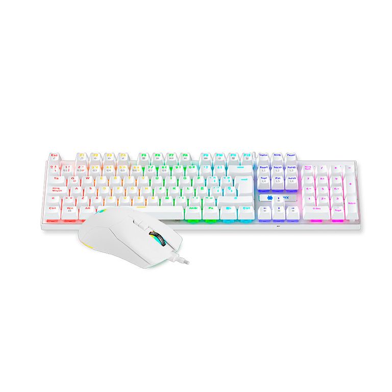 Teclado Y Mouse Gaming Gc-3100 Mecánico Retroiluminado Rgb Blanco, Switch Red, Ultr