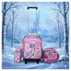 GENERICO - MOCHILA ESCOLAR CON RUEDAS 3 EN 1 MODELO INFANTIL PARA NIÑAS