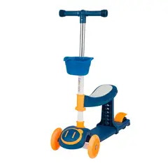 SCOOTER - Niños Ajustable Azul Asiento Luces Música Canasta AZUL