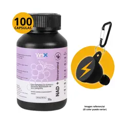 GENERICO - NAD + RESVERATROL CON COMPLEJO B Y BIOTINA TMX 100 CAPSULAS UVA BORGOÑA + PORTASUPLEMENTO