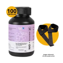 GENERICO - NAD + RESVERATROL CON COMPLEJO B Y BIOTINA TMX 100 CAPSULAS UVA BORGOÑA + STRAPS