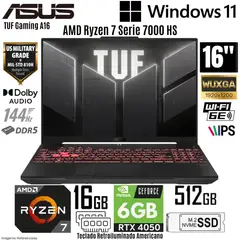 ASUS - Laptop TUF A16 FA607NUG-WH73 AMD Ryzen 7 7445HS 16GB RAM 512GB SSD RTX 4050-6GB 16" WUXGA 144Hz