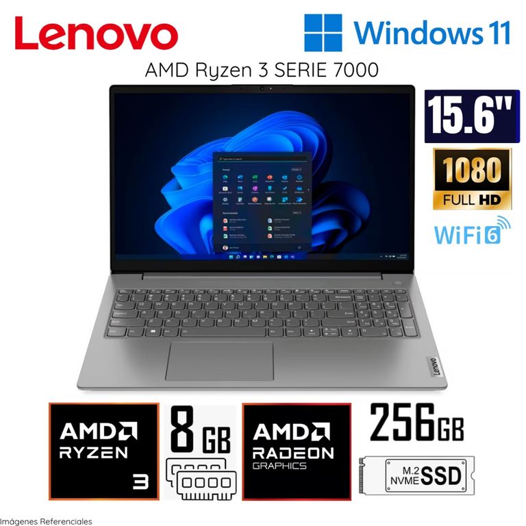 Laptop V15 G4 AMN Ryzen 3 7320U 8GB RAM DDR5 256GB SSD 15.6" FHD - 82YU00X4LM