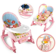 GENERICO - Mecedora Comedor y lamparita con repisa 3 en 1 Multitoys Rosado