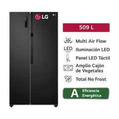 LG - REFRIGERADORA GS51MPD 509 L MULTI AIR FLOW SIDE BY SIDE NEGRO