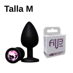 DR PINKY - Plug Consolador Silicona M Dilatador Anal Rosado + Lubricante Five 05 Sachets