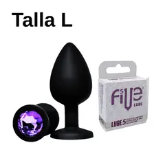 DR PINKY - Plug Consolador Silicona L Dilatador Anal Morado + Lubricante Five 05 Sachets