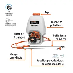 TRUPER - Fumigador de 25 L con motor a gasolina de 4 tiempos,