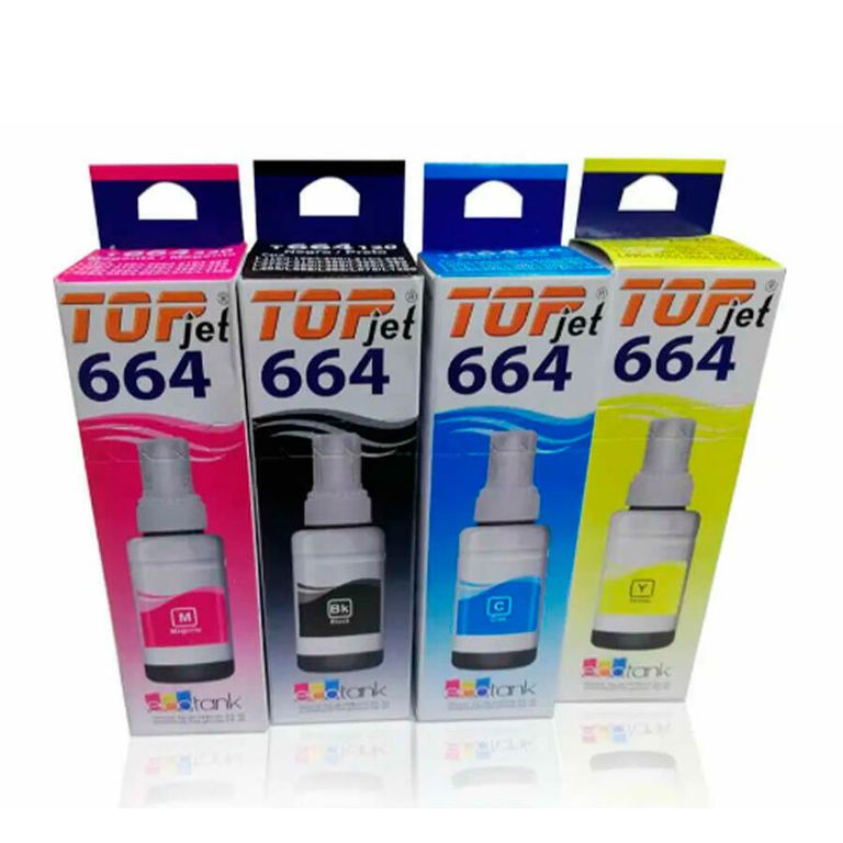 Kit X4 Tintas Genérica TOP JET T664 C +M +Y +K 70ml para Epson