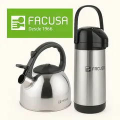 FACUSA - Combo Tetera Acero Inox 3L y Termo Sifón 1.9 L