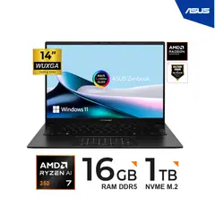 ASUS - LAPTOP ZENBOOK 14" WUXGA OLED Ryzen AI 7 350 16GB LPDDR5X 1TB WINDOWS 11 HOME 64 BITS